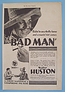 Vintage Ad: 1930 The Badman W/ Walter Huston