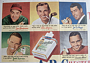 1950 Chesterfield Cigarette W/dimaggio, Hogan & Kramer