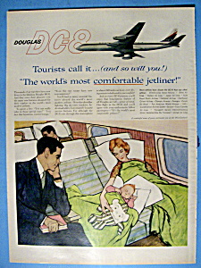 1959 Douglas Dc-8 With A Woman & Child