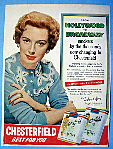 Vintage Ad: 1954 Chesterfield Cigarette W/deborah Kerr