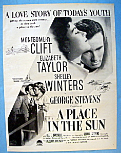 Vintage Ad: 1951 A Place In The Sun W/ Liz Taylor