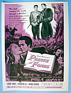 Vintage Ad: 1949 Prince Of Foxes W/ Tyrone Power
