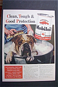 1940 Gargoyle Mobil Oil W/dog Getting A Bath In Bucket