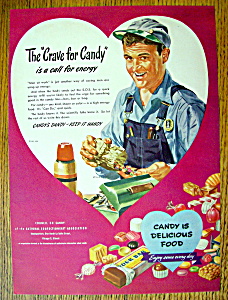1947 Candy With Man Pouring Candy Out Of A Bag
