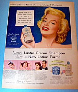 1953 Lustre Creme Shampoo With Lovely Marilyn Monroe