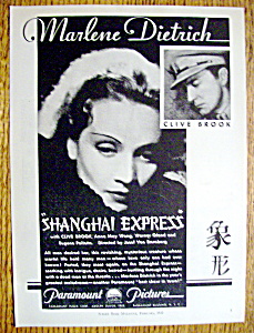 Vintage Ad: 1932 Shanghai Express W/ Marlene Dietrich