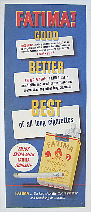 1950 Fatima Cigarettes With A Pack Of Cigarettes
