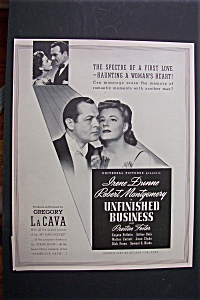 Vintage Ad:1941 Unfinished Business W/robert Montgomery