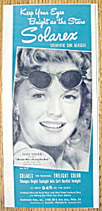 Vintage Ad: 1947 Solarex Sun Glasses W/ June Haver
