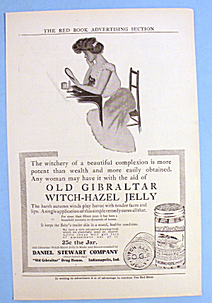 1905 Old Gibraltar Witch Hazel Jelly W/woman & Mirror