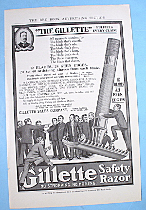 1906 Gillette Safety Razor W/ Group Of Men
