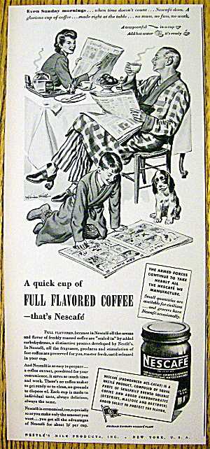 1944 Nescafe Coffee With Man & Woman Enjoying Coffee