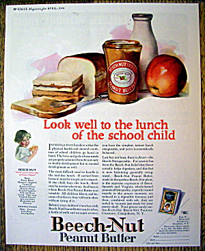 1924 Beech-nut Peanut Butter W/ Sandwich, Milk & Apple