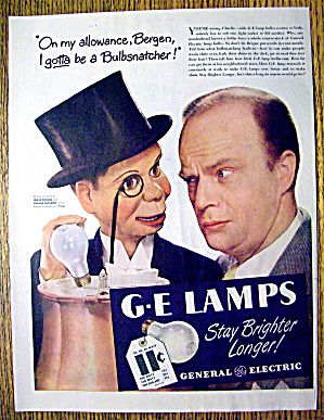 1946 G E Lamps W/edgar Bergen & Charlie Mccarthy