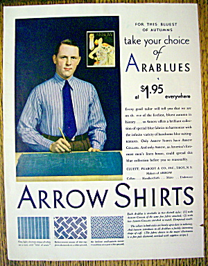 1929 Arrow Arablue Shirts With Man In Arablue Shirt