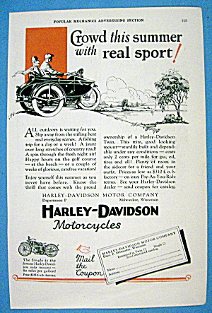 1927 Harley Davidson With Side Car With Man & Woman