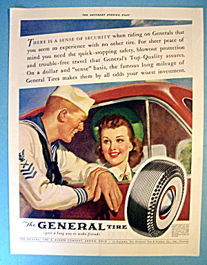 1941 General Tire With Sailor Talking To Woman
