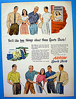 1947 Arrow Sport Shirt With Woman Talking To Men