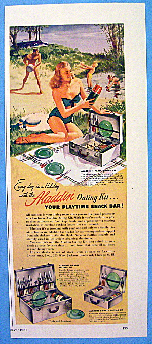 1948 Aladdin Outing Kit With Family On Picnic