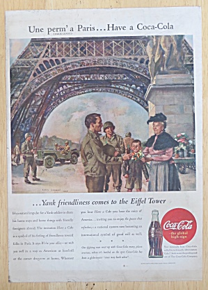 1945 Coca Cola (Coke) With Soldiers By The Eiffel Tower
