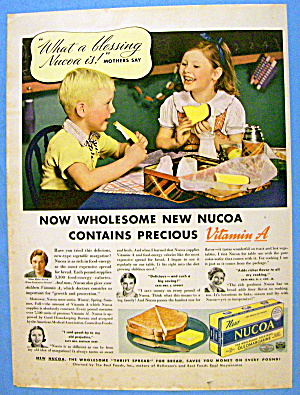 1938 Nucoa Margarine W/ Children Eating Bread