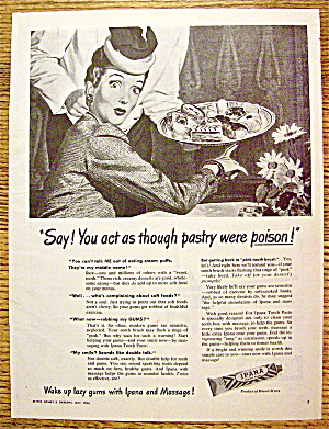 1946 Ipana Toothpaste With Woman Looking At Desserts
