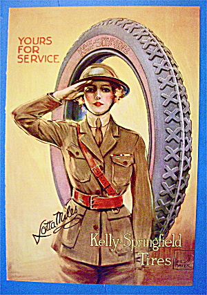 1919 Kelly Springfield Tires With Woman Soldier