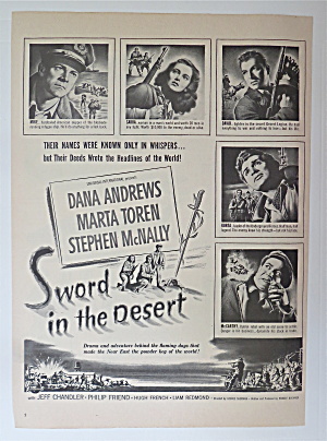 1949 Sword In The Desert W/dana Andrews & Marta Toren
