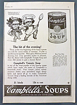 1921 Campbell's Tomato Soup W/campbell Kids In Masks