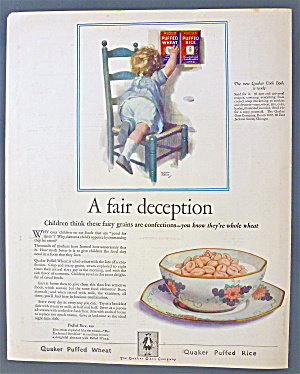 1925 Quaker Puffed Rice Cereal /w Child Climbing Chair