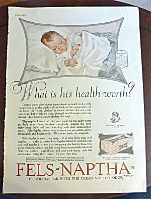 1922 Fels Naptha Soap With Little Baby Sleeping