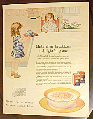 1925 Quaker Puffed Rice W/little Girl Feeding Baby