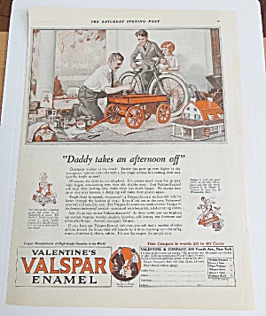 1925 Valentine's Valspar Enamel With Man Painting Wagon