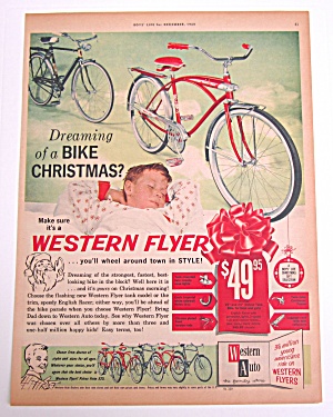 1960 Vintage Western Flyer With Boy Dreaming About Bike