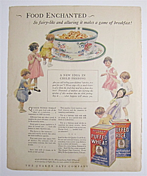 1925 Quaker Puffed Wheat & Rice Cereal With Kids