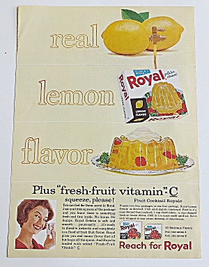 1963 Royal Gelatin Dessert With Lemon Jello Mold