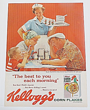 1960 Kellogg's Corn Flakes With Man Looking At Map