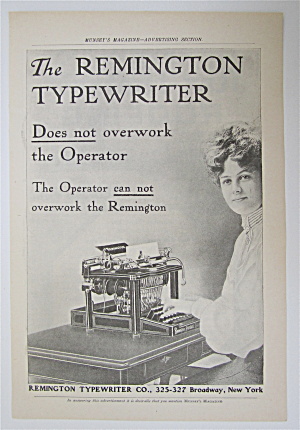 1905 Remington Typewriter With Woman Typing
