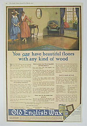 1917 Old English Wax With Woman Looking At Clean Floor