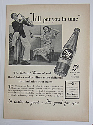1937 Hires Root Beer With Boy Playing The Trumpet