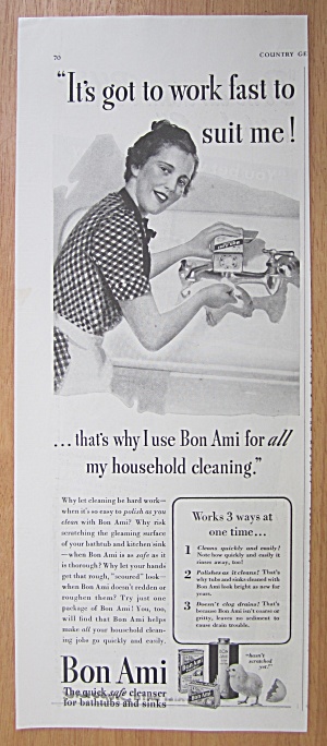 1939 Bon Ami With Woman Cleaning Kitchen Faucet