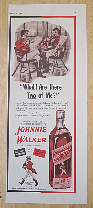 1942 Johnnie Walker Red Label Whiskey W/ Johnnie Walker