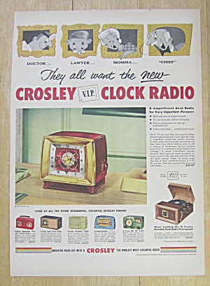 1953 Crosley Radio With Crosley V.i.p. Clock Radio