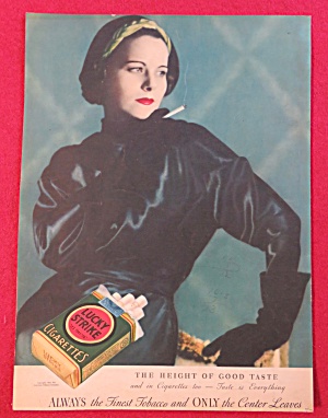 1934 Lucky Strike Cigarettes With Lovely Woman Smoking