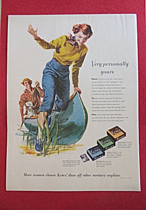 1951 Kotex Sanitary Napkins With Woman Swinging