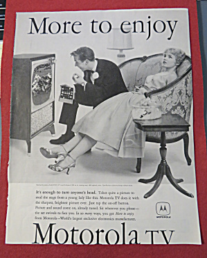 1957 Motorola Television (Tv) With Boy Watching Game