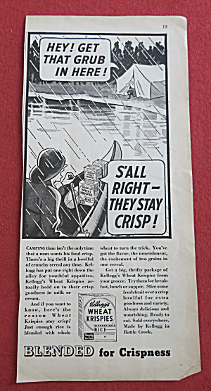 1936 Kellogg's Wheat Krispies With Man In Boat