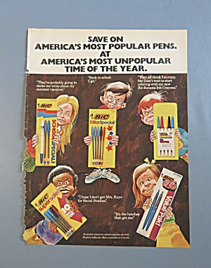 1976 Bic Pens With Kids Holding Packages Of Bic Pens