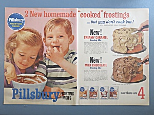 1956 Pillsbury Frosting Mixes W/ Children Licking Bowl