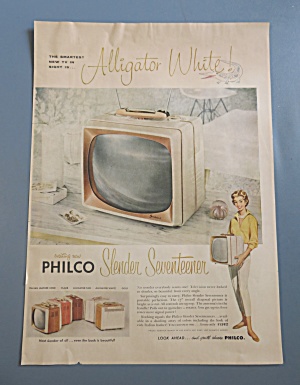 1958 Philco Television With Slender Seventeen & Woman